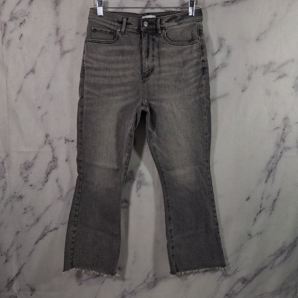 LOFT Jeans Gray Kick Crop Womens 28 (WAIST 27") Gray Stretch Raw Hem.